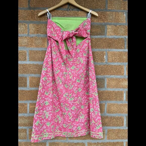 Lilly Pulitzer Pink Green  Strapless Casual Dress size 8 - Picture 7 of 10
